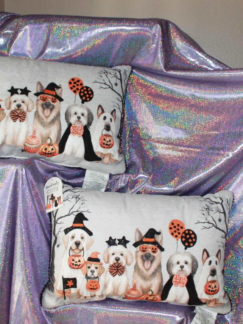Halloween Dog Pillows Set of 2 with Sequins by Hauntingly Cute NWT